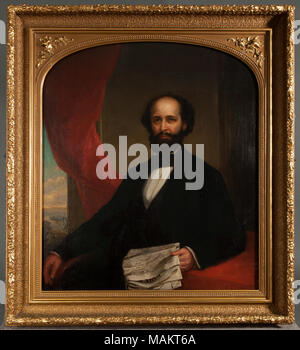 Ritratto di Ferdinando Kennett tenendo un Missouri giornale repubblicano. Questo ritratto è attribuito a A.J. Conant e fu dipinto nel 1861, dopo Ferdinando Kennett della morte, da un daguerreotype fatte prima della sua malattia. Titolo: Ritratto di Ferdinando Kennett attribuito a A.J. Conant . 1861. Conant, A.J. (Alban Jasper), 1821-1915 Foto Stock