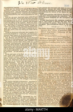 Ritagli di giornale scritto da Gunn per il New York Tribune, contenente varie notizie da New Orleans. Titolo: Thomas Butler diari Gunn: Volume 21, pagina 226, 8 febbraio 1863 [ritaglio di giornale] . 8 febbraio 1863. Gunn, Thomas Butler, 1826-1903 Foto Stock