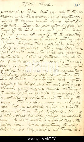 Per quanto riguarda Gunn sta cambiando le navi dal Delaware al Massachusetts. Titolo: Thomas Butler diari Gunn: Volume 20, pagina 161, 8 settembre 1862 . 8 settembre 1862. Gunn, Thomas Butler, 1826-1903 Foto Stock