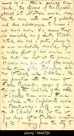 Descrive una visita con il sig. e la Sig.ra Harris a New Orleans. Titolo: Thomas Butler diari Gunn: Volume 22, pagina 65, 10 febbraio 1863 . Il 10 febbraio 1863. Gunn, Thomas Butler, 1826-1903 Foto Stock