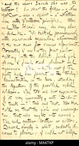 Descrive una visita con il sig. e la Sig.ra Harris dopo la festa di laurea. Titolo: Thomas Butler diari Gunn: Volume 22, pagina 89, 3 marzo 1863 . Il 3 marzo 1863. Gunn, Thomas Butler, 1826-1903 Foto Stock