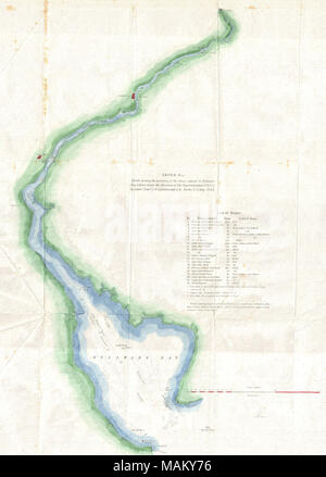 . Inglese: un insolito grafico di triangolazione del Delaware Bay ? Dalla scarsa 1848 edizione del soprintendente della relazione degli Stati Uniti costa sondaggio. Copre dal capo di maggio e Capo Henlopen verso nord lungo il Fiume Delaware passato Wilmington e Philadelphia per quanto Trenton. Mostra il posizionamento dei vari boe stabilito dalla costa sondaggio per la spedizione del canale nella baia e il fiume. Il 1848 edizione del soprintendente della relazione è estremamente insolito per il fatto che le sue mappe non hanno confini, era comune in tutte le edizioni successive. . Schizzo B (bis) schizzo che mostra le posizioni di Buo Foto Stock