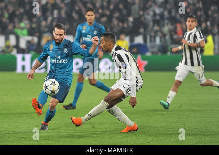 Dani Carvajal (Real Madrid CF) durante la UEFA Champions League football match tra Juventus e Real Madrid CF presso lo stadio Allianz il 3 aprile, 2018 a Torino, Italia. Foto Stock