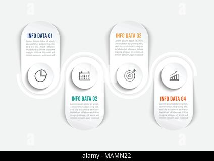 Quattro fasi infographics. Modello per brochure, business, web design. Illustrazione Vettoriale