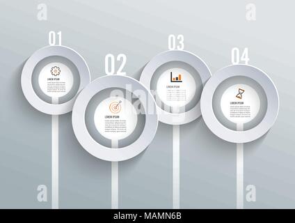 Abstract vettore 3D carta elementi infografico. Infographics circolare. Illustrazione Vettoriale