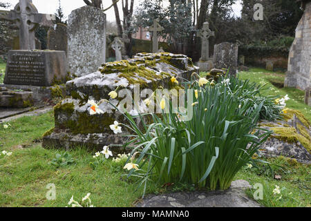 Cimitero a molla, St James Church, North Cray, morchie Cray Prati, Bexley, Kent. Regno Unito Foto Stock