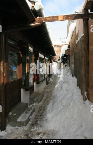 Baščaršija vecchio bazar di Sarajevo coperte da neve profonda Foto Stock