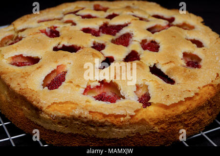 Burro di fragola torta fatta in casa, pasto fresco Foto Stock