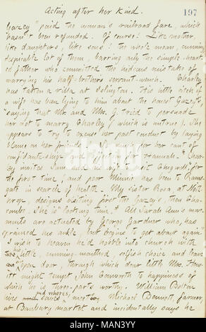 Descrive una lettera ricevuta da Hannah Bennett. Titolo: Thomas Butler diari Gunn: Volume 17, pagina 210, 25 settembre 1861 . Il 25 settembre 1861. Gunn, Thomas Butler, 1826-1903 Foto Stock