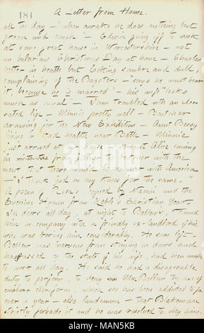 Descrive una lettera ricevuta da sua madre. Titolo: Thomas Butler diari Gunn: Volume 18, pagina 202, 30 Gennaio 1862 . Il 30 gennaio 1862. Gunn, Thomas Butler, 1826-1903 Foto Stock