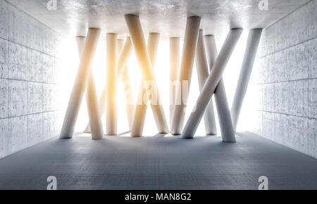 Camera grunge e colonne astratta 3d rendering immagine Foto Stock