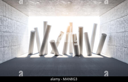 Colonne di astratto e concreto room 3D rendering immagine Foto Stock