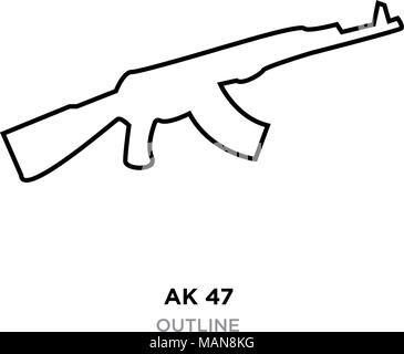 Ak47 delineano su sfondo bianco, illustrazione vettoriale Illustrazione Vettoriale