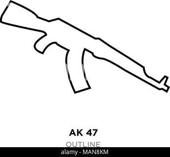 Ak47 delineano su sfondo bianco, illustrazione vettoriale Illustrazione Vettoriale