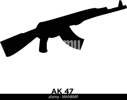 Ak47 silhouette su sfondo bianco, illustrazione vettoriale Illustrazione Vettoriale