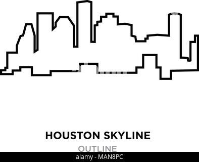 Houston skyline contorno su sfondo bianco, illustrazione vettoriale Illustrazione Vettoriale
