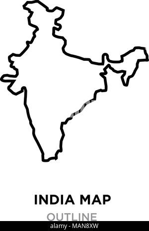 Mappa di India delineano png su sfondo bianco, illustrazione vettoriale Illustrazione Vettoriale