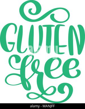 Senza glutine. Disegnata a mano scritte frase isolato su sfondo bianco. Illustrazione Vettoriale testo preventivo di calligrafia Illustrazione Vettoriale