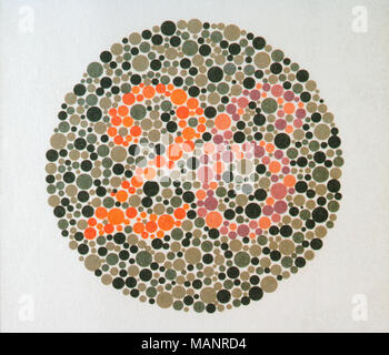 Ishihara test. La percezione dei colori il test per il colore rosso-verde carenze (cecità a colori). Piastra di Ishihara n. 6 (26). Foto Stock