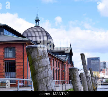 Altona Fischmarkt o Fish market hall di Amburgo. Mattone di edificio in pietra, luogo famoso. Foto Stock