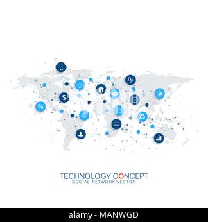 Abstract vettore di business ed infografico. Il cloud computing e la rete globale collegamenti concept design. Scientifica del modello di business con le icone per brochure, diagramma, flusso di lavoro, cronologia web design. Illustrazione Vettoriale