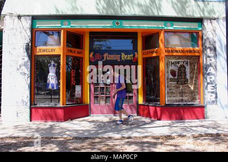 Il mio cuore fiammeggiante fatte a mano e boutique vintage store Houston Texas USA Foto Stock