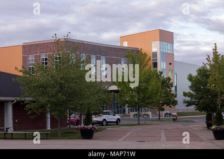 Vista del multi-purpose impianto sportivo, il Garcelon Civic Center di San Stefano, New Brunswick, Canada Foto Stock