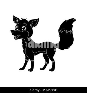 Cartoon fox silhouette isolati su sfondo bianco Illustrazione Vettoriale