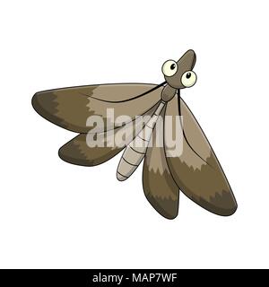 Cartoon moth insetto isolati su sfondo bianco Illustrazione Vettoriale