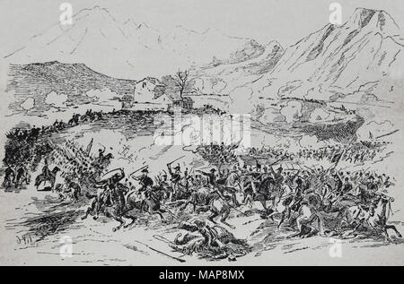 Il francese guerre rivoluzionarie. Battaglia di Rivoli, 14-15 gennaio 1797. La vittoria nella campagna francese in Italia contro austriaco. Foto Stock