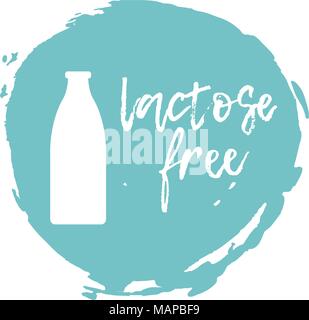 Senza lattosio etichetta. L'intolleranza alimentare i simboli. Illustrazione Vettoriale. Illustrazione Vettoriale