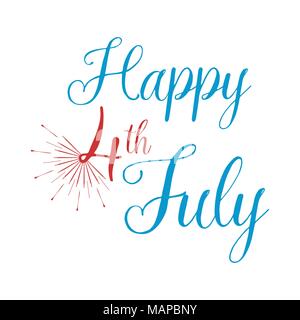 Felice il 4 ° luglio biglietto di auguri con il font. Illustrazione Vettoriale. Illustrazione Vettoriale