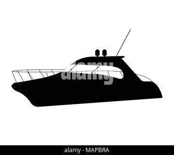 Speedboat icona piatta e segno. Silhouette illustrazione vettoriale. Illustrazione Vettoriale