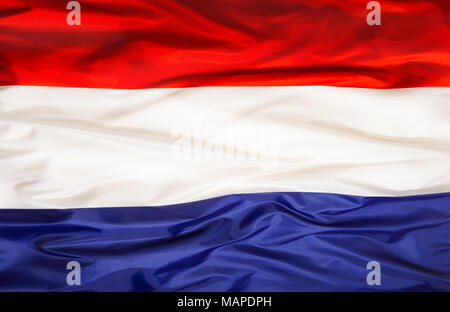 Netherland bandiera nazionale con sbandieratori tessuto Foto Stock