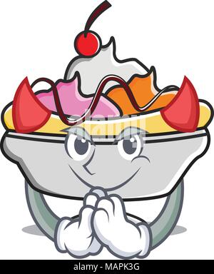 Diavolo banana split mascotte cartoon Illustrazione Vettoriale