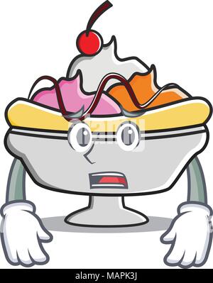 Paura banana split mascotte cartoon Illustrazione Vettoriale