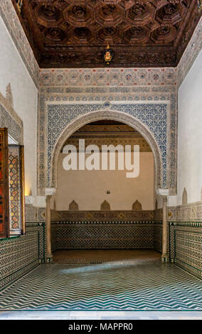 All'interno del Real Alcázar di Siviglia (Reales Alcázares de Sevilla) un Mudejar Royal Palace Nel centro della città Spagnola di Siviglia, Adalusia, Spagna Foto Stock