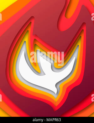 Disegnata a mano immagine o disegno di Spirito Santo simbolo religioso in carta tagliata style Foto Stock