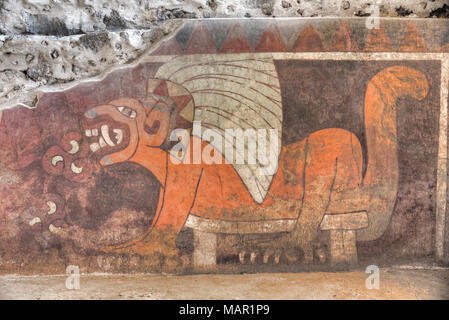 Carta murale della Jaguar, Palazzo di Tetitla, Teotihuacan zona archeologica, Sito Patrimonio Mondiale dell'UNESCO, Stato del Messico, Messico, America del Nord Foto Stock