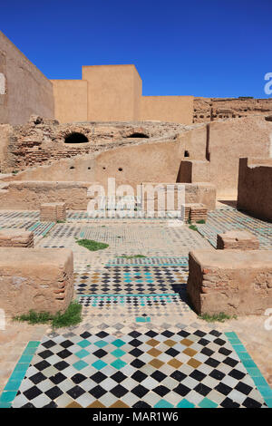 Rovine, Palazzo El Badi (Badii Palace) (Badia Palace), l'Incomparabile Palace, XVI secolo, Marrakesh (Marrakech), Marocco, Africa Settentrionale, Africa Foto Stock