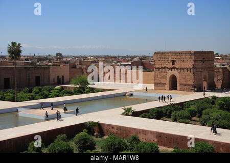 Palazzo El Badi (Badii Palace) (Badia Palace), l'Incomparabile Palace, XVI secolo, Marrakesh (Marrakech), Marocco, Africa Settentrionale, Africa Foto Stock