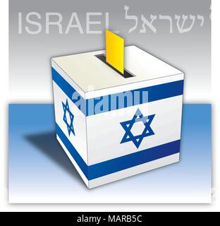 Israele elezioni, votazioni urne con bandiera e simboli Illustrazione Vettoriale