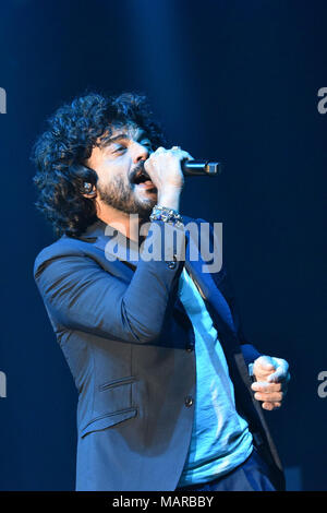 Max Pezzali, former singer of the 883 group, performing live on stage at  PalaPartenope in Napoli (Photo by Paola Visone/Pacific Press Stock Photo -  Alamy