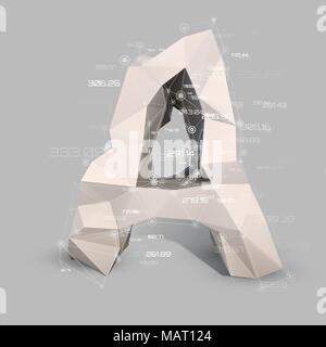 Lettere latine maiuscole A in basso poli stile. Illustrazione Vettoriale