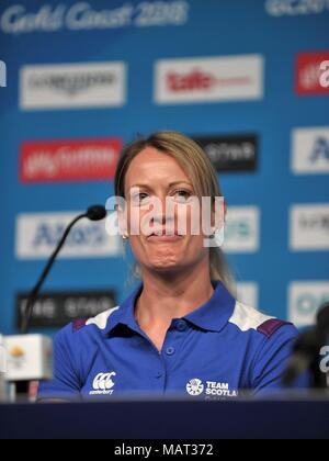 Queensland, Australia. Il 4 aprile 2018. Eilidh Doyle (SCO). Team Scozia conferenza stampa. Centro stampa. Costa d'Oro 2018. Queensland. Australia. 04/04/2018. Credito: Sport In immagini/Alamy Live News Foto Stock