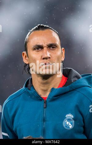 Antonio Keylor Navas Gamboa del Real Madrid durante l' UEFA Champions League ' Quarti di finale, prima gamba, match tra Juventus 0-3 Real Madrid presso lo stadio Allianz il 3 aprile 2018 a Torino, Italia. Credito: Maurizio Borsari/AFLO/Alamy Live News Foto Stock