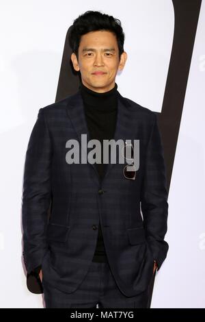 Los, CA. 3 apr, 2018. John Cho presso gli arrivi per bloccanti Premiere, Regency Village Theatre - Westwood, Los, CA 3 aprile 2018. Credito: Priscilla concedere/Everett raccolta/Alamy Live News Foto Stock