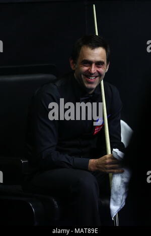 Beijin, Beijin, Cina. 3 apr, 2018. Pechino, Cina-3a aprile 2018: Ronnie O'Sullivan a Snooker China Open 2018 a Pechino, 3 aprile 2018. Credito: SIPA Asia/ZUMA filo/Alamy Live News Foto Stock