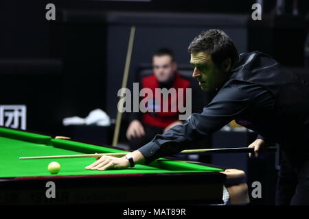 Beijin, Beijin, Cina. 3 apr, 2018. Pechino, Cina-3a aprile 2018: Ronnie O'Sullivan a Snooker China Open 2018 a Pechino, 3 aprile 2018. Credito: SIPA Asia/ZUMA filo/Alamy Live News Foto Stock