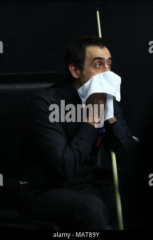 Beijin, Beijin, Cina. 3 apr, 2018. Pechino, Cina-3a aprile 2018: Ronnie O'Sullivan a Snooker China Open 2018 a Pechino, 3 aprile 2018. Credito: SIPA Asia/ZUMA filo/Alamy Live News Foto Stock